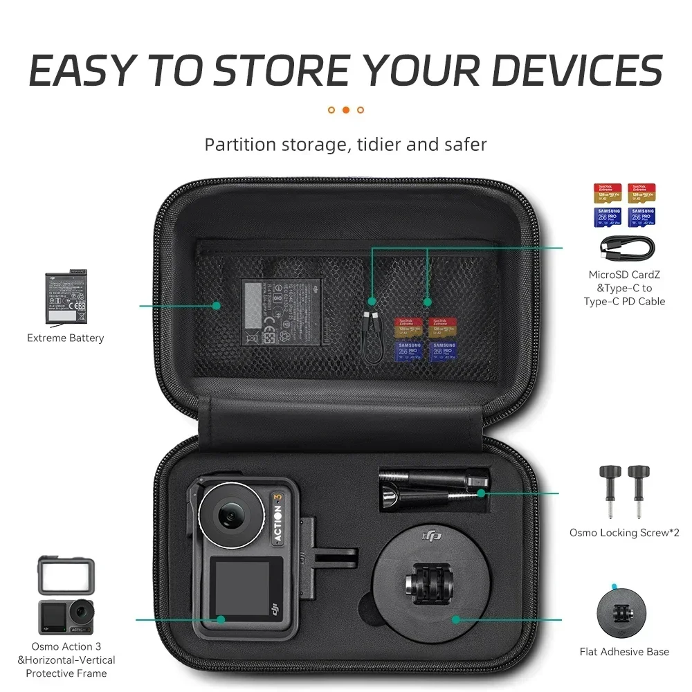 For DJI Osmo Action 4 3 Storage Bag Case Portable Mini Hard Shell Handbag Waterproof Protective Case Sports Camera Accessories