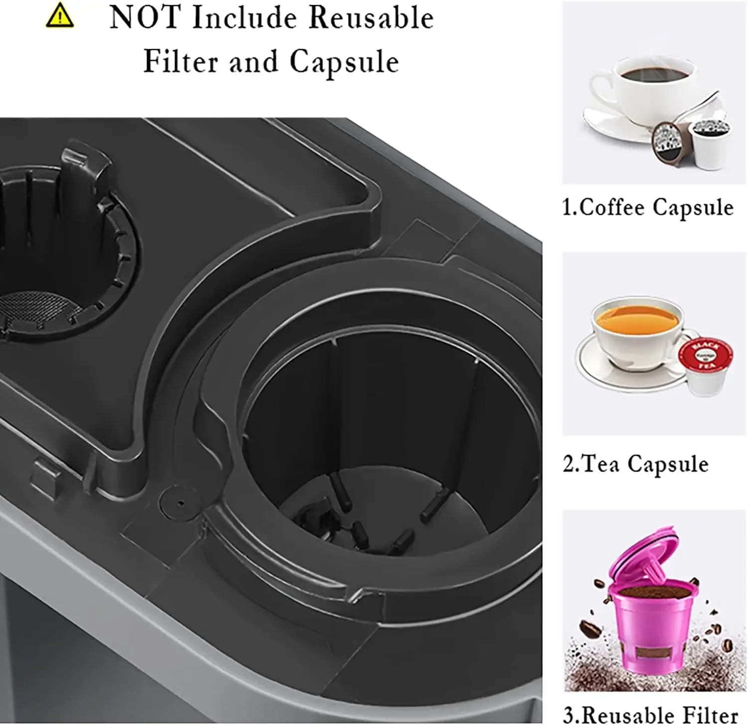 Single Serve Coffee Brewer, cápsula de pod cinza com tanque de água embutido de 12 onças, 800 Watts, novo