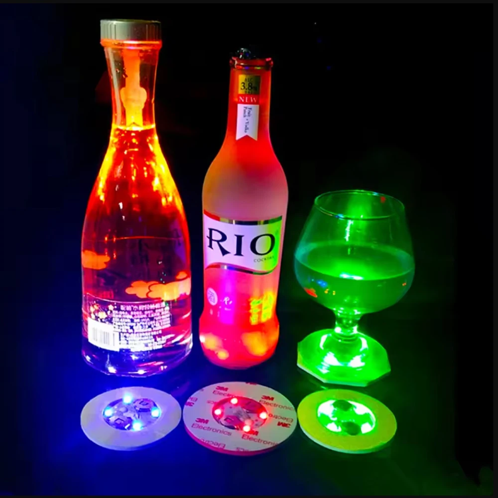สติกเกอร์ขวด Coasters ไฟแบตเตอรี่ขับเคลื่อน LED เครื่องดื่มถ้วยคริสต์มาสแจกันปีใหม่ฮาโลวีนไฟตกแต่ง