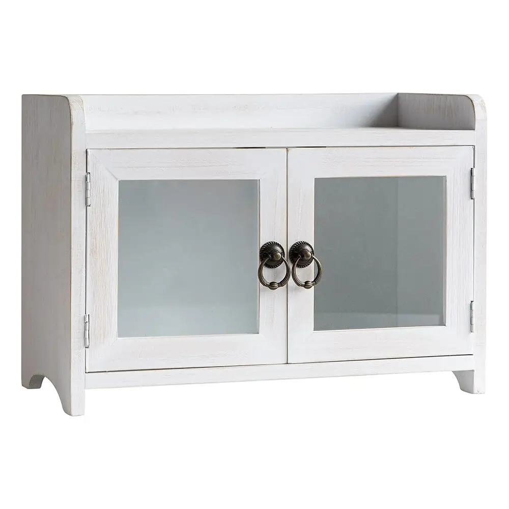 

- Storage Cabinet, Mini Countertop Cabinet, Distressed Wood Organizer For Kitchen Living Room Bedroom Bathroom Office With