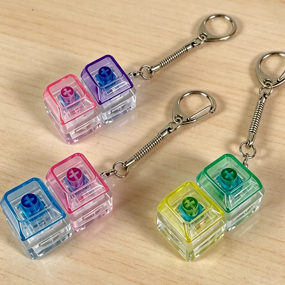 ZAKOL Colorful Light Two Button Keyboard Keychains Stress Relief Clickable Toy for People with Anxiety Desk Decor