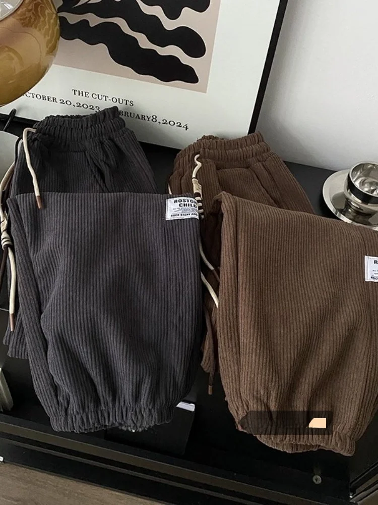 

Американские ретро Thiened вельветовые брюки с высокой талией для похудения, зимние теплые брюки, женские повседневные брюки