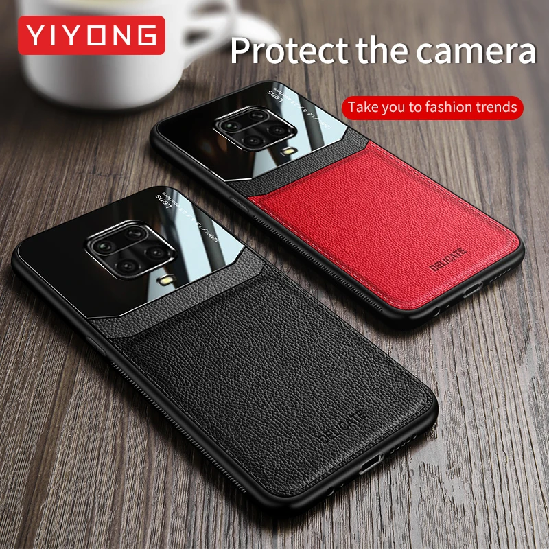 For Redmi Note9S Case YIYONG Soft Frame Leather Texture PC Cover For Xiaomi Redmi Note 9S 9 S 7 8T 8 T Xiomi Note9 Pro Max Cases