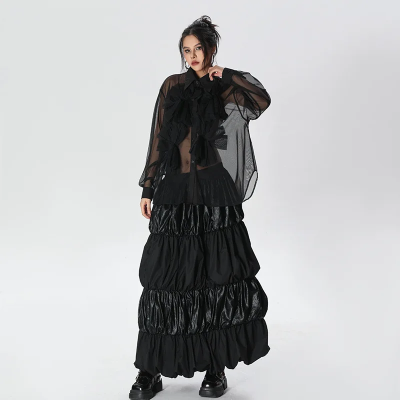 

Американский стиль: Свободный универсальный топ с 3D-декором и вставками, уличный стиль, длинный рукав, однотонная рубашка