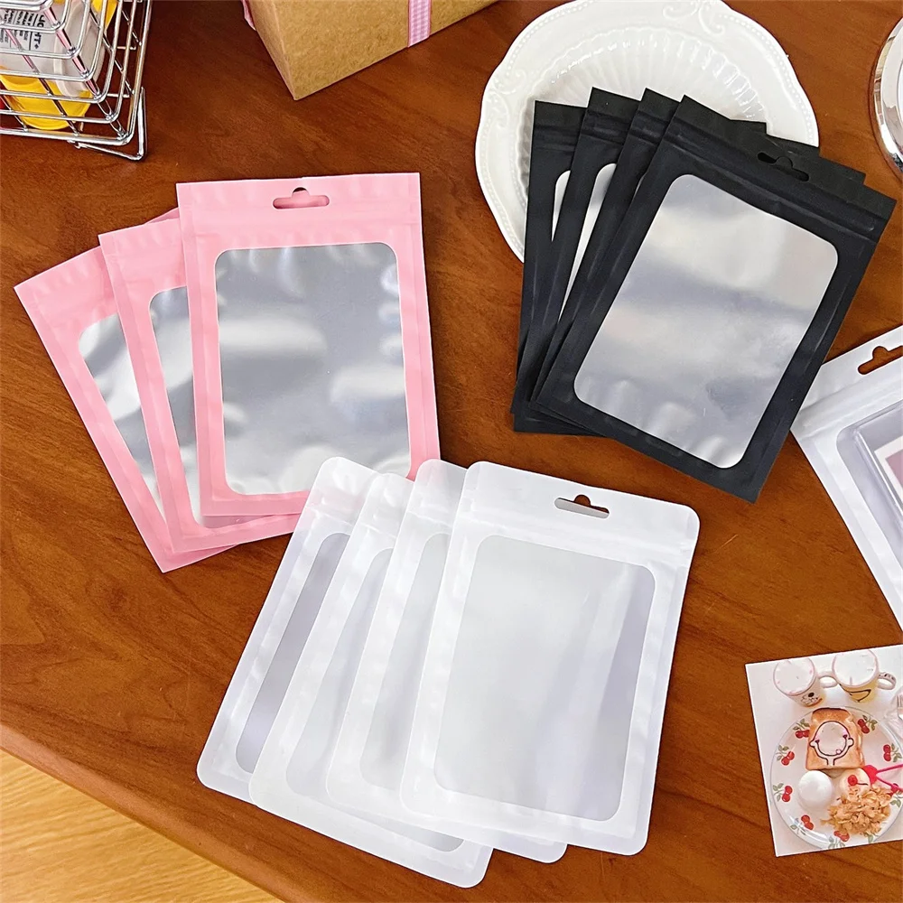 10pcs Frosted Zipper Bag Transparent Thicken Plastic Seal Bags For Idol Photocard Display Storage Bags Gift Card Protector