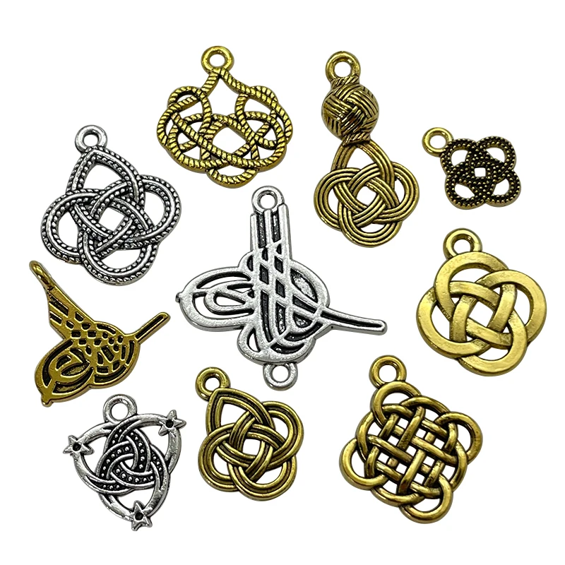 Charm Chinoiserie Chinese Knot Pendant Jewelry Making DIY Handmade Necklace Accessories Zinc Alloy Hollow Wholesale Talisman New