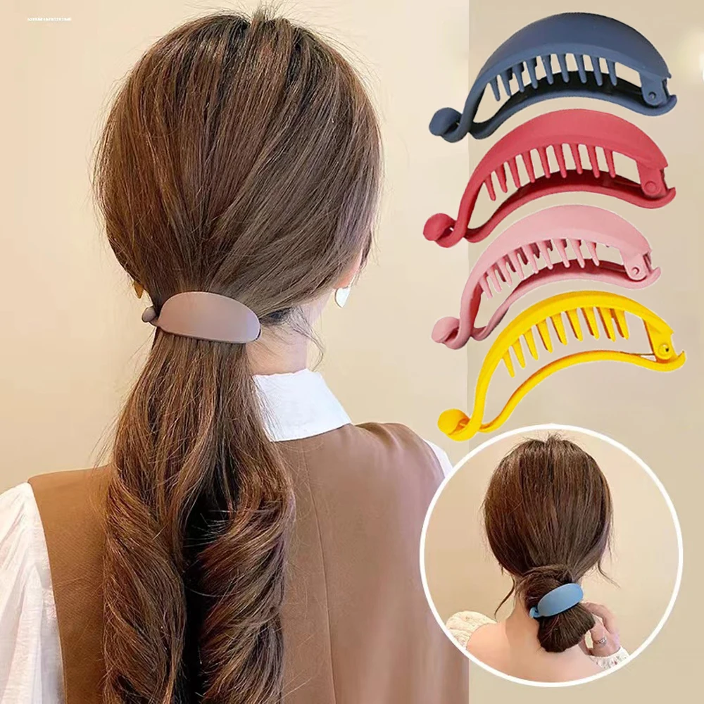 

Banana Shape Hair Clips For Women Fishtail Clamps No Slip Hair Claw Clips Ponytail Holder Hairpins Women Girls Hair Styling Tool