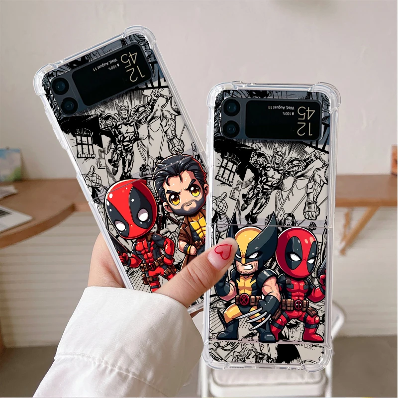 Custodie per telefoni per Samsung Galaxy Z Flip 5 case Z Flip 6 4 ZFlip 5 zflip Flip4 Airbag funda Cover Marvel Cool Wolverine Friend