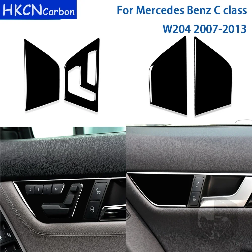 

For Mercedes Benz C Class W204 2007-2013 Car Accessories Interior Seat Adjustment Panel Trim Sticker Gloss Black Plastic