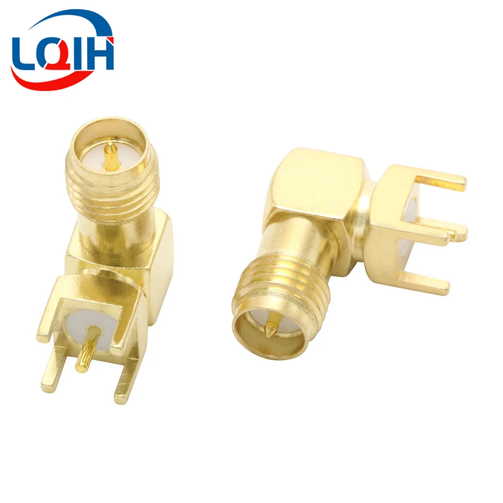 2PCS SMA-KWE RF Connector Elbow Horizontal Antenna Base PCB 5-pin Plug-in Board Connector Female Base Outer Screw Inner Pin