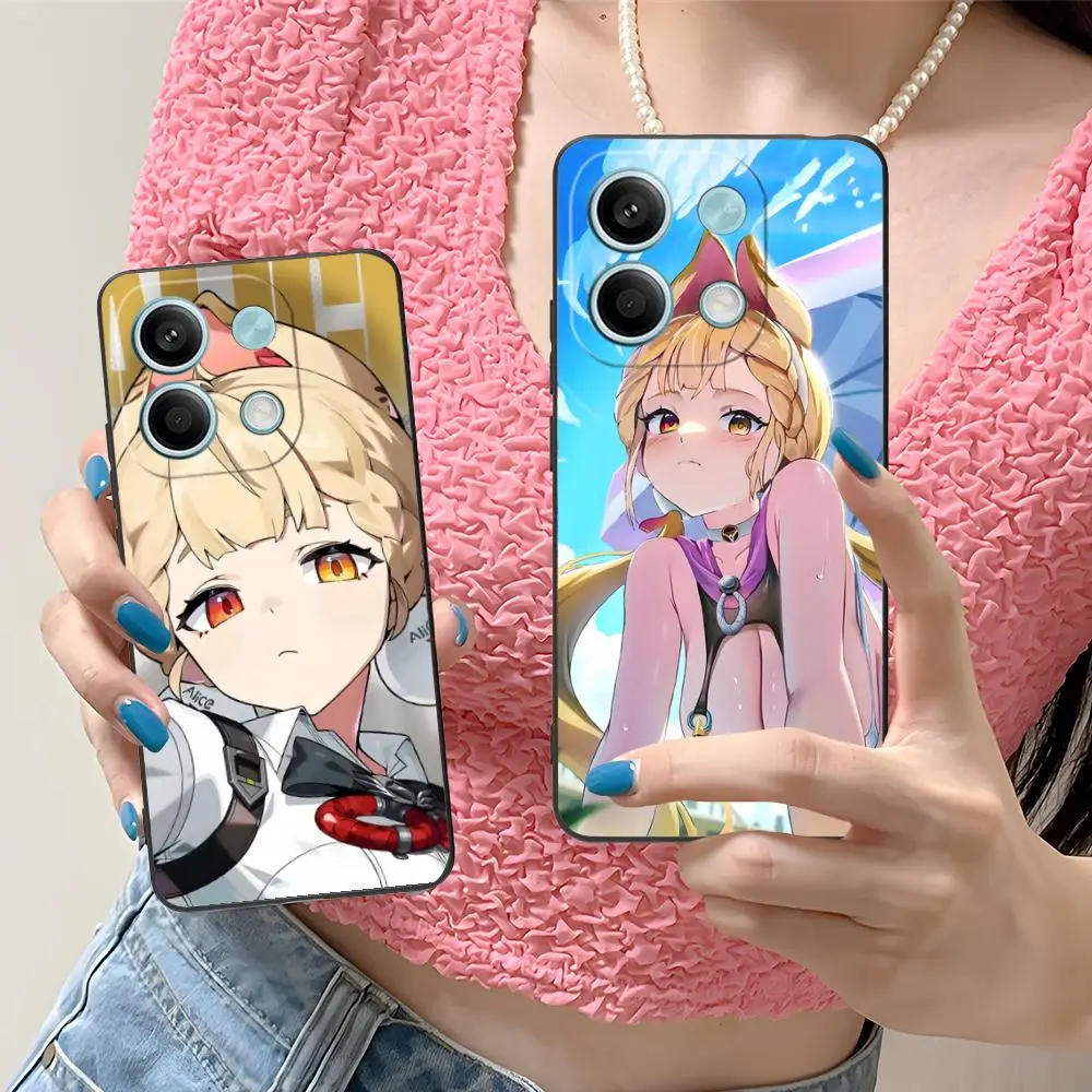 حافظة هاتف Zenless Zone Zero Alice لهاتف Xiaomi Redmi Note 14 13 12 11 A5 3 2 1 Pro Plus 4G 5G طباعة ملونة واقية جميلة #4