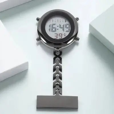

Unisex Lapel Pin Watch Digital Electronic Nurse Fob Badge Portable Alloy Chest Gift For Women Men Birthday Christmas Pocket