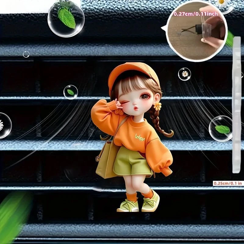 Cute Girl Car Air Vent Decor Acrylic Flat Ornament Aromatherapy Car Interior Accessories