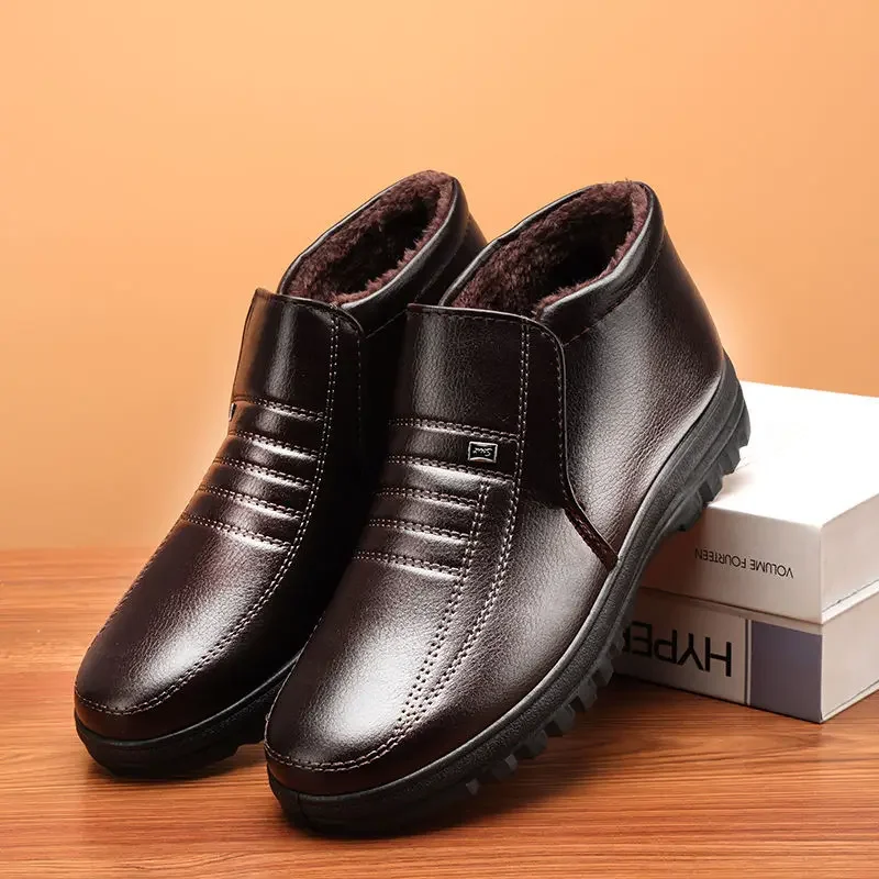 الشتاء مقاوم للماء الرجال Sheos جديد أحذية الثلوج الجلدية غير رسمية عالية أعلى الانزلاق على حذاء كاجوال للرجال المطاط أحذية الشتاء الدافئة Zapatos #5