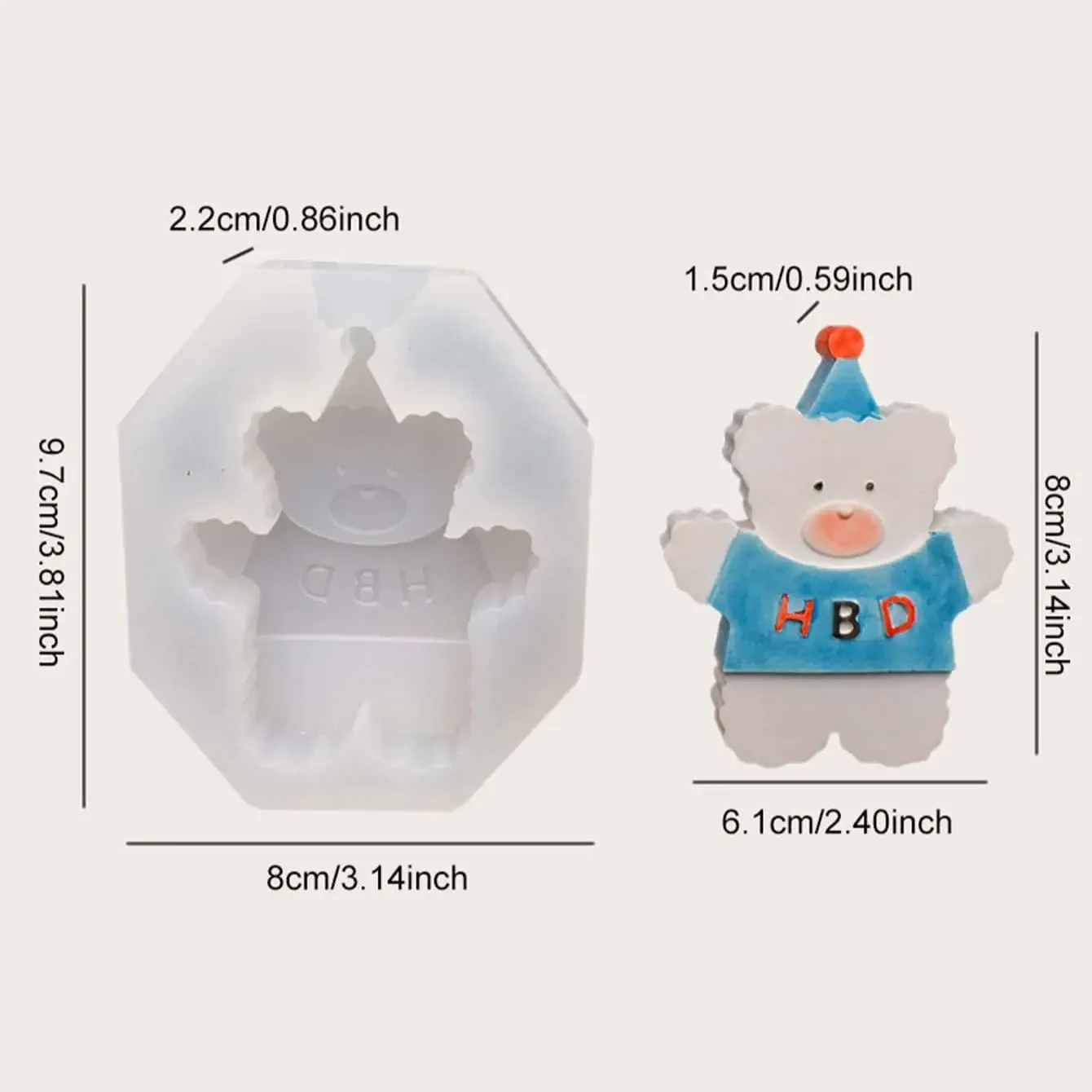 1pc- Candy DIY Bear Candle Plaster silicone mold Cake decoration mold