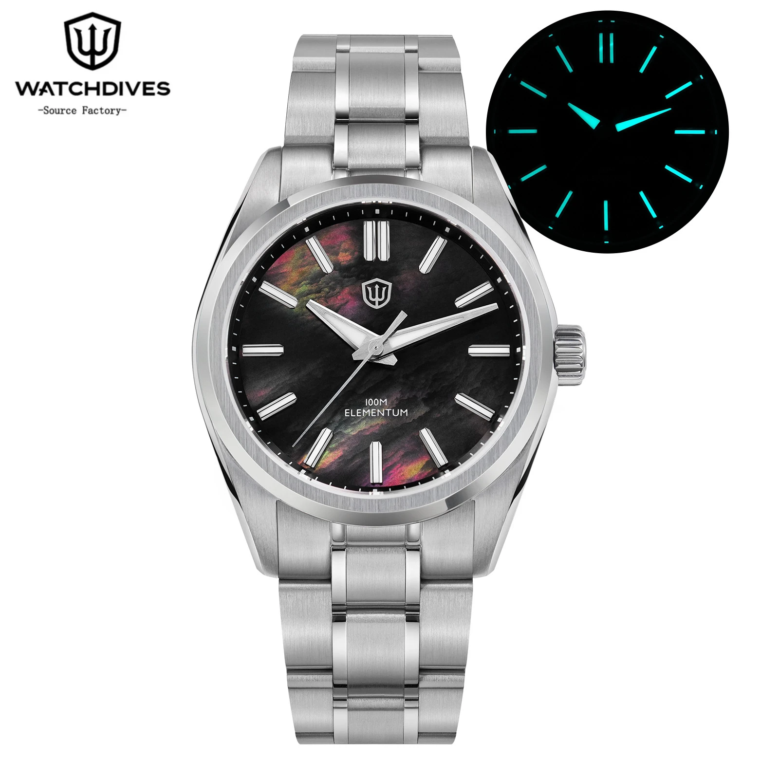 Watchdives WD0003C ساعة كوارتز VH31 سويب ثانية حركة 38 مللي متر كراك الجليد الهاتفي الياقوت مضيئة 100 متر مقاوم للماء ساعة اليد الرجالية #2