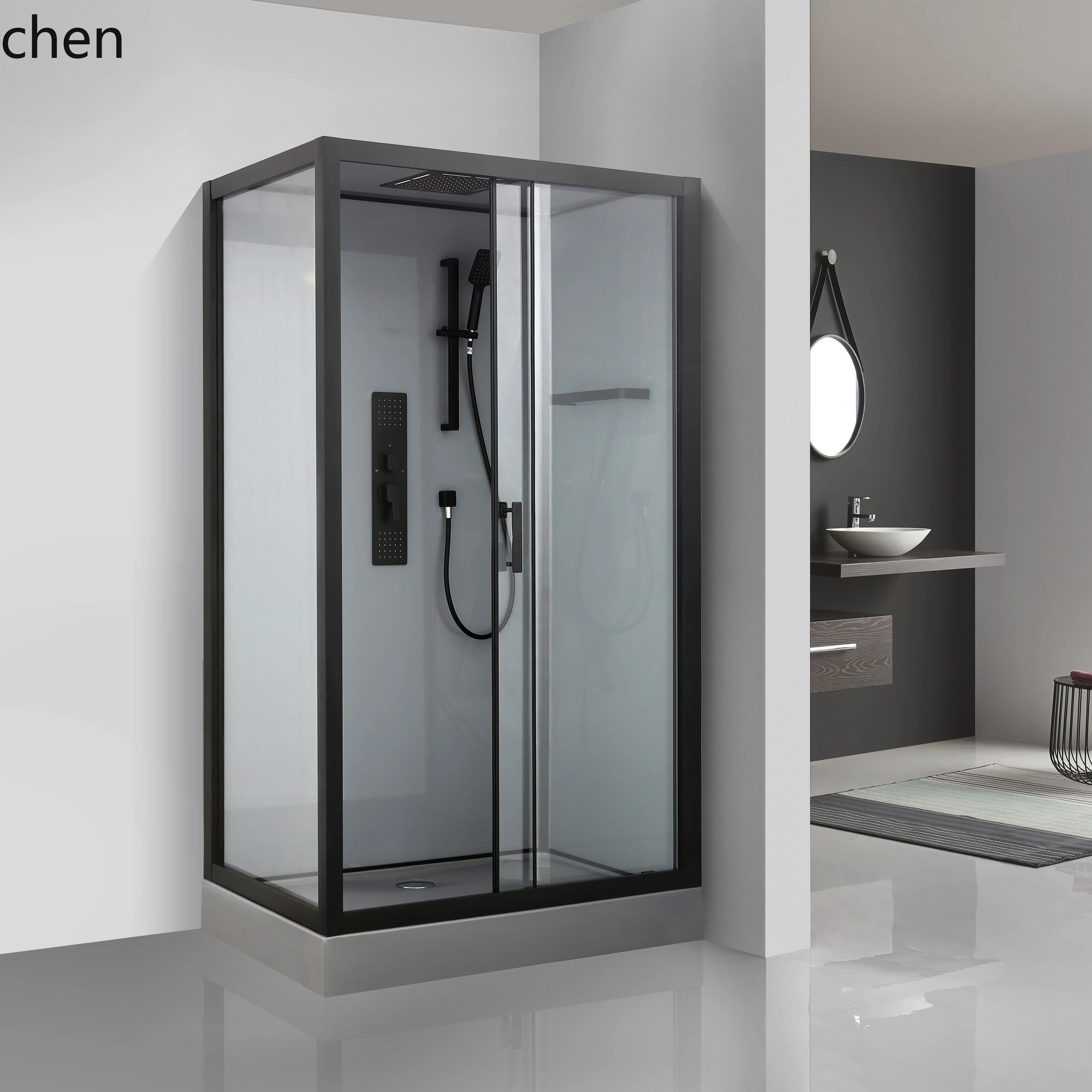 Z31- integral bathroom fan-shaped integrated fast-loading glass partition dry and wet separation bath