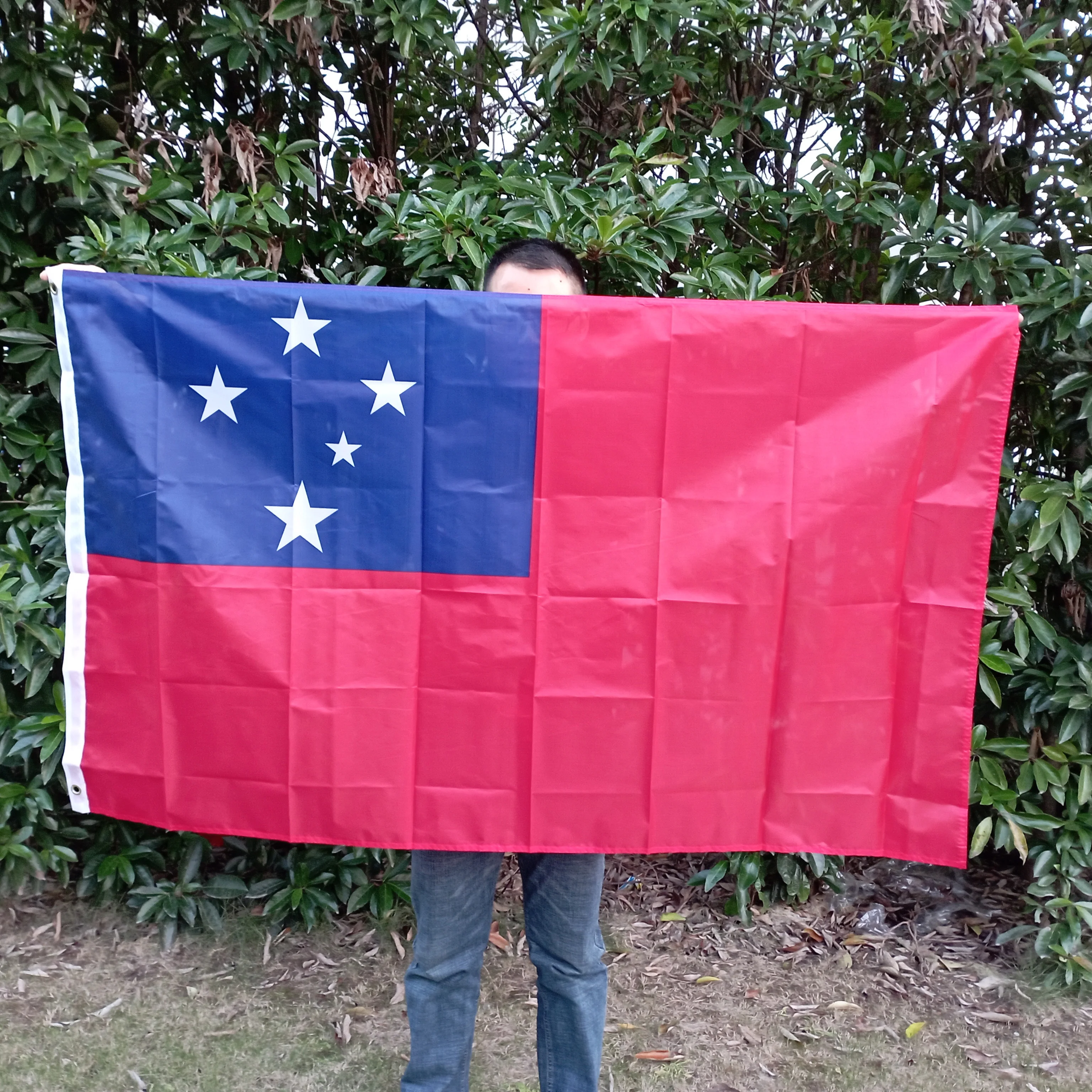 aerlxembrae 90X150cm   Samoa flag Double penetration Polyester hanging Samoa WS American Samoan Flag with Brass Grommets