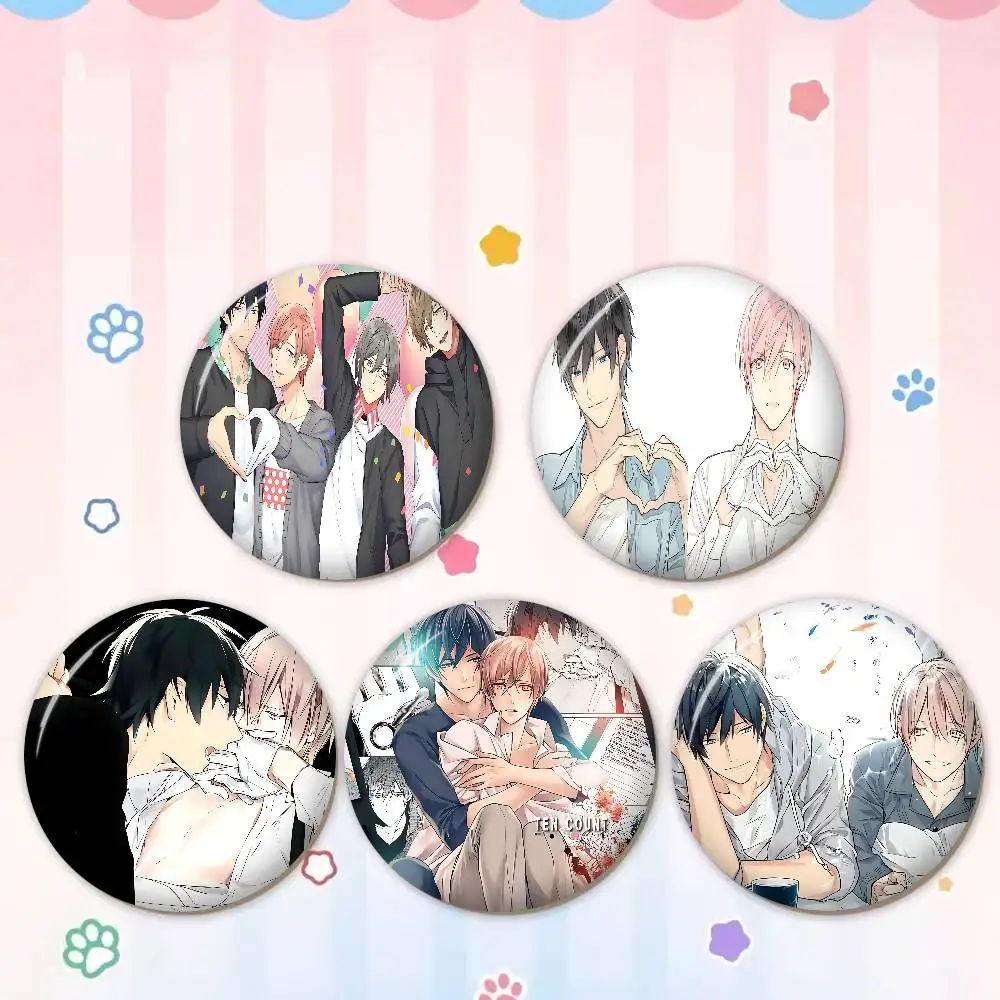 Anime T-Ten CountS Creative Pins Funny Faces Round Snap-in Brooch Badge Backpack Hat Accessories Jewelry Gifts