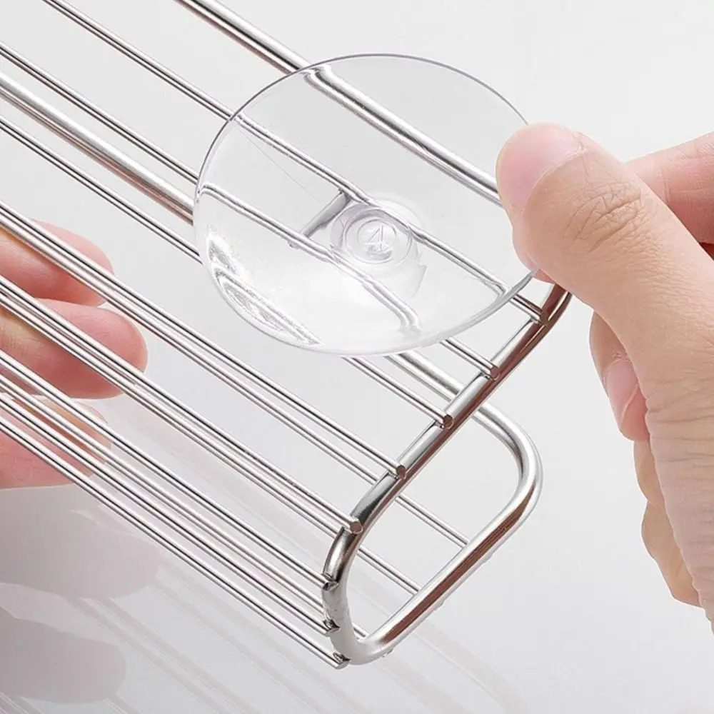 Stainless Steel Sponge Drain Rack Suction Cup Anti-rust Dishcloth Stand Waterproof Punch-free Kitchen Sink Organizer