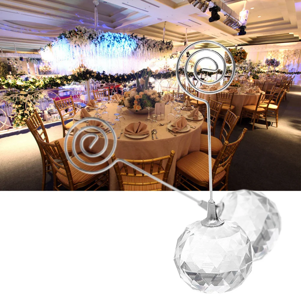 

1pc Crystal Ball Place Card Holder Base Desktop Note Clip For Wedding Party Favor Heart Photo Memo Stand Organizer