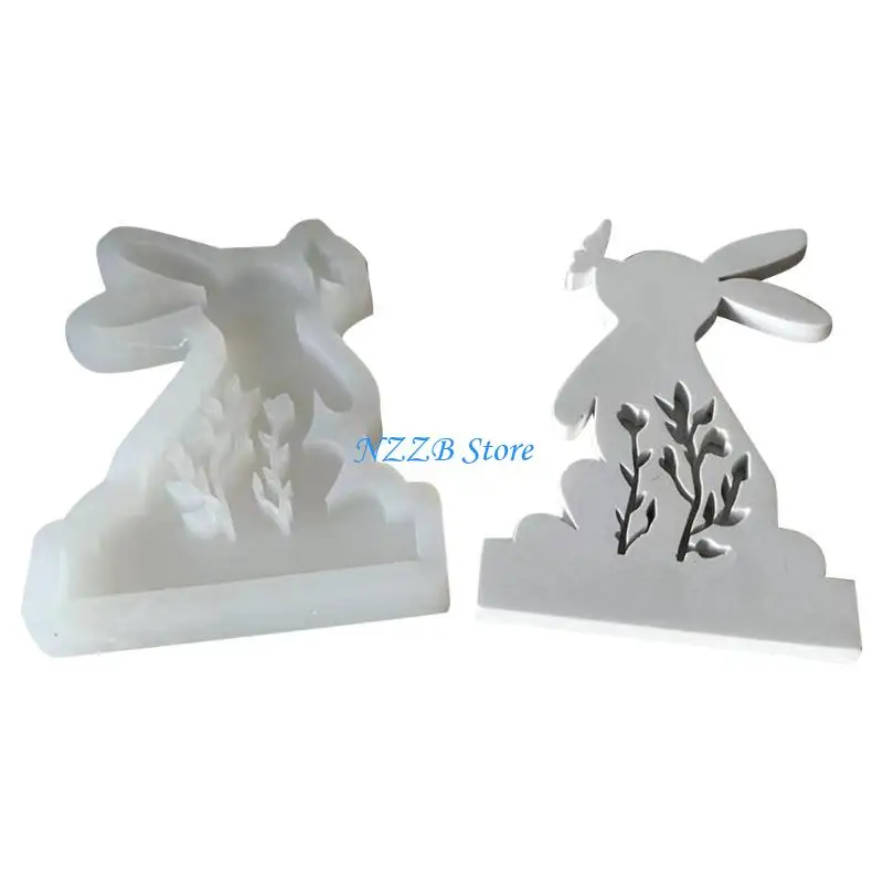 

T21F Easter Love Standing Rabbit Ornaments Mold DIY Cement Mold