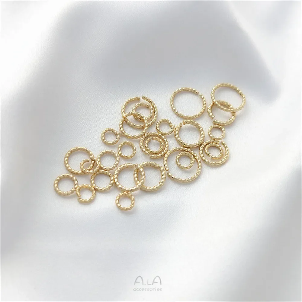 14K gold color floral opening ring handmade single loop DIY bracelet necklace earrings jewelry connection ring accessories