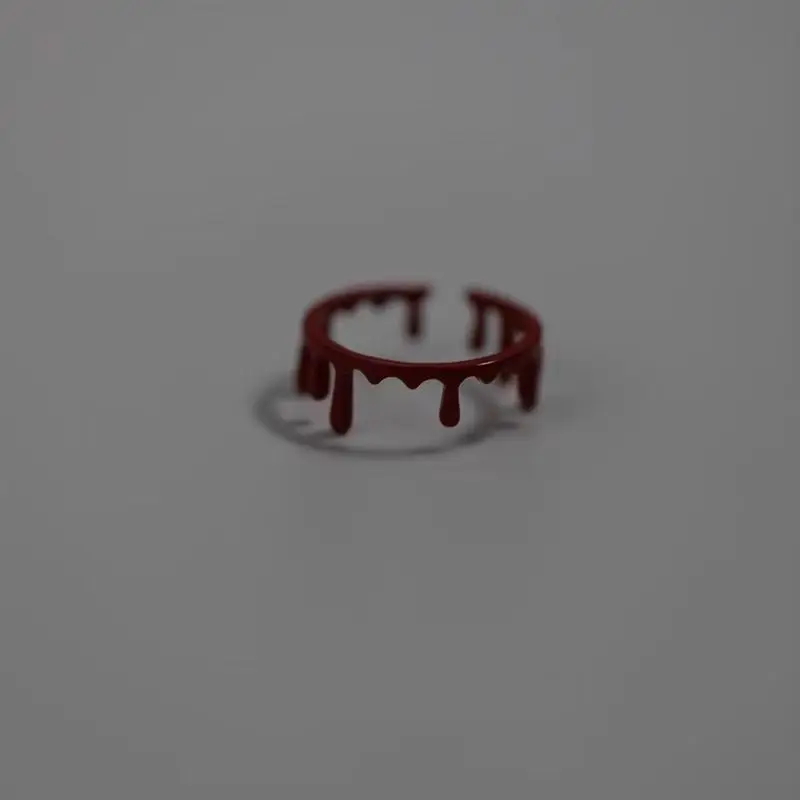 Halloween Vampire Blood Drip Ring Red Black Adjustable Open Gothic Goth Punk Horror Spooky Vintage Jewelry Gift For Women Men