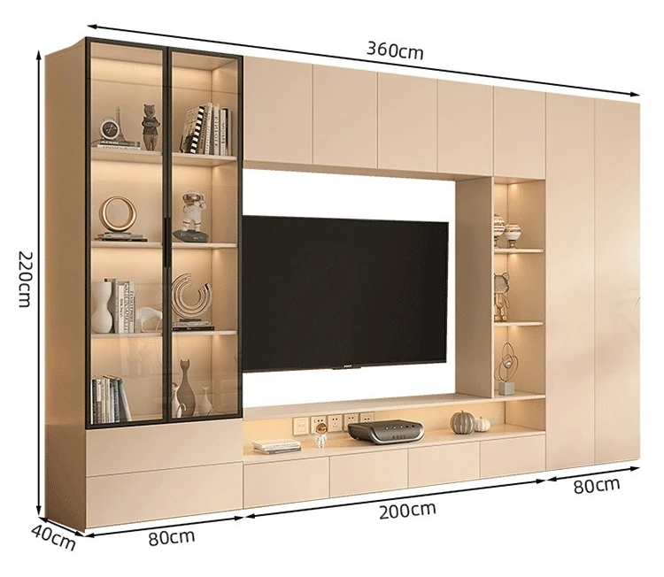 

TV cabinet integrated combination light luxury background wall cabinet