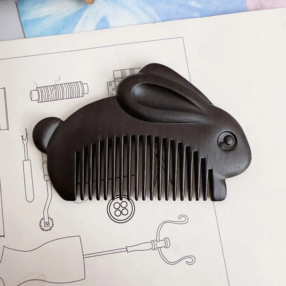 

Деревянная расческа, очаровательный дизайн кролика, гладкая текстура, антистатический уход за волосами, портативная маленькая расческа-кролик для женщин, волосы