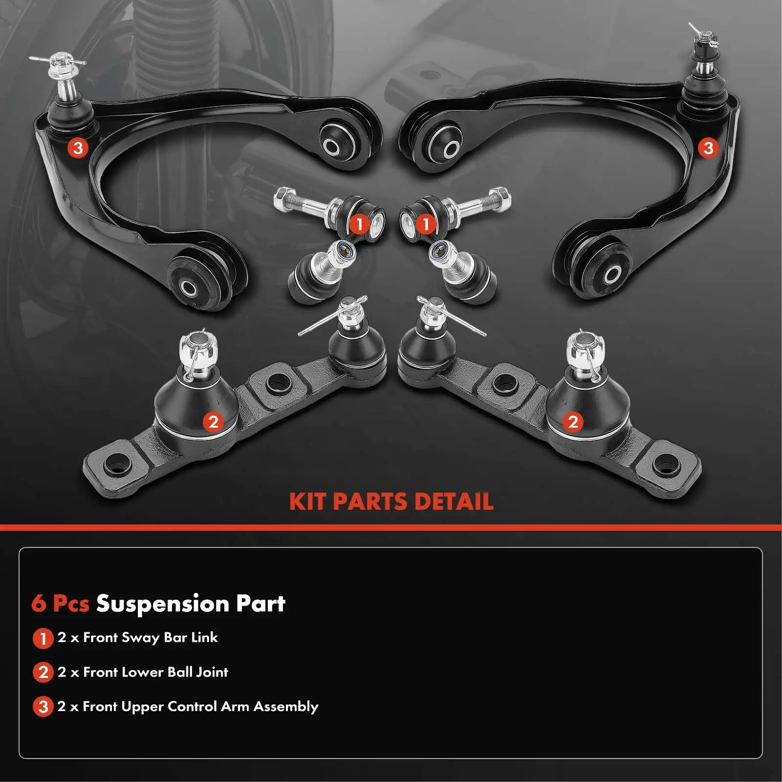 A-Premium 6x Front Control Arm with Ball Joint Stabilizer Bar Link Kit for Lexus GS300 2006 GS350 2007-2011 GS430 2006-2007