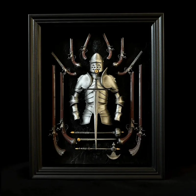 Dragon Flying Rabbit Dance, Tabletop Ornament Resin Ornament, European Knight Fire Armor Photo Frame