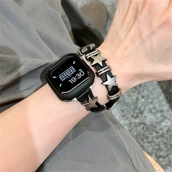 INS Cyber Cool Star Designer Leather Band+Case For Apple Watch 9 8 7 6 5 4 3 2 SE Ultra Band For iWatch 41mm 49 45 44 42 40 38mm