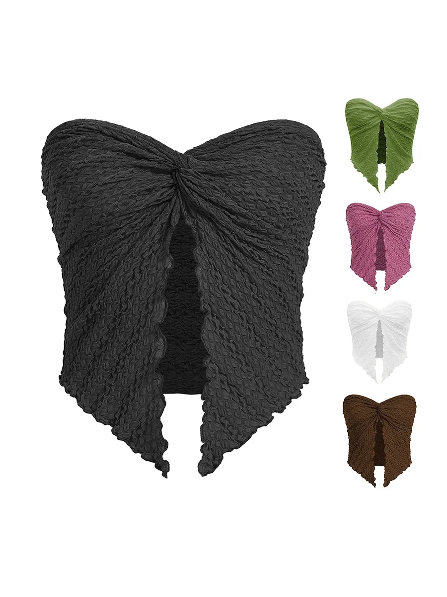 قمم المرأة مكشكش قبالة الكتف ، حمالة ، فتح الجبهة ، عارية الذراعين ، العصابة ، أعلى المحاصيل ، الشارع الشهير مثير ، Y2k