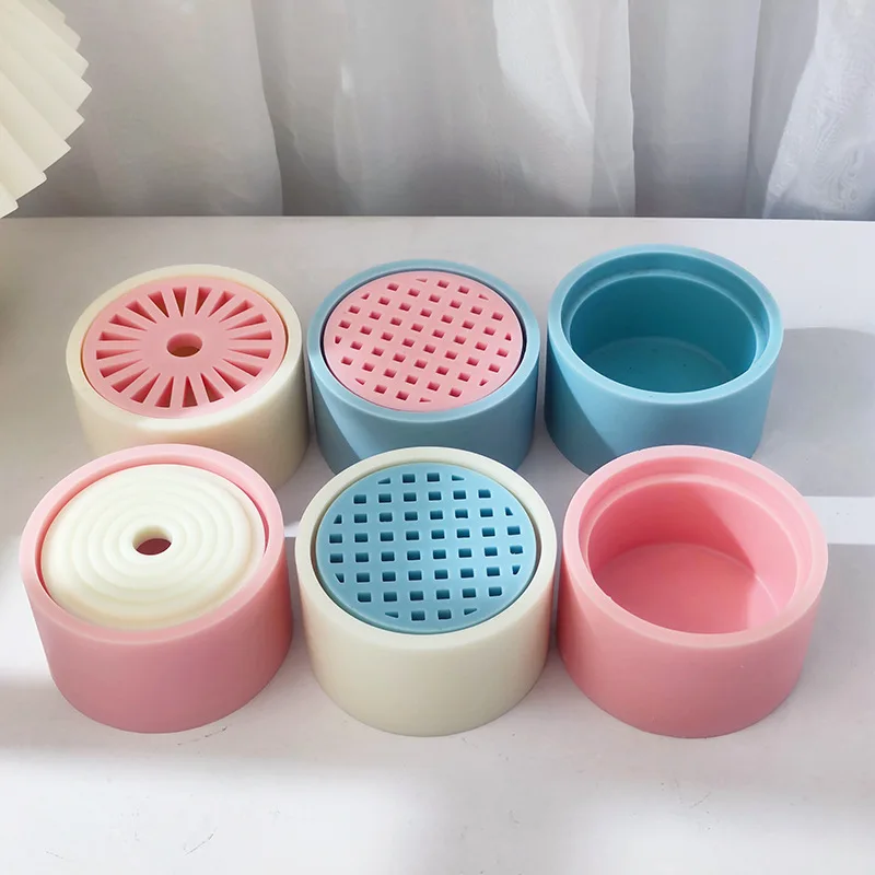 Incense Cup Silicone Mold DIY Cement Mesh Wheel Cover Concrete Candle Cup Mould