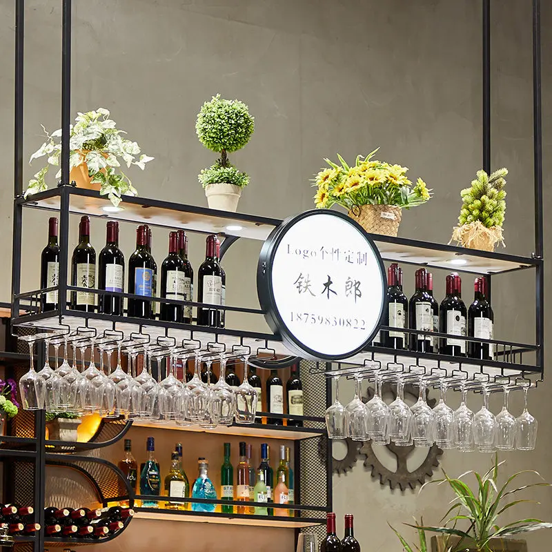 Creative Bar Hanger Restaurant Hanger Customized Wine Glass Rack Hanging Goblet Rack Wine Rack Storage Display Cabinet