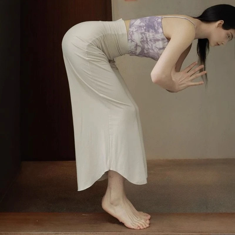 

Wide-leg Yoga Pants High Waist Loose Thin Design Summer White Outdoor Wear Casual Pants for Women Pilates