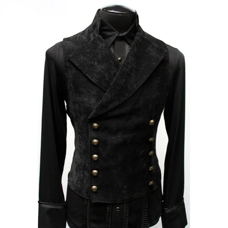 Mens Gothic Vest Costume Gothic Mens Polyester Breast Waistcoat Double Vest Victorian Waistcoat Tool