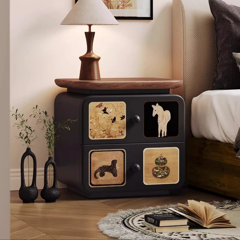 Narrow Japanese Decorations Bedside Table Recamera Living Room Walnut Bedside Table Essentials Design Mesita Noche Furniture
