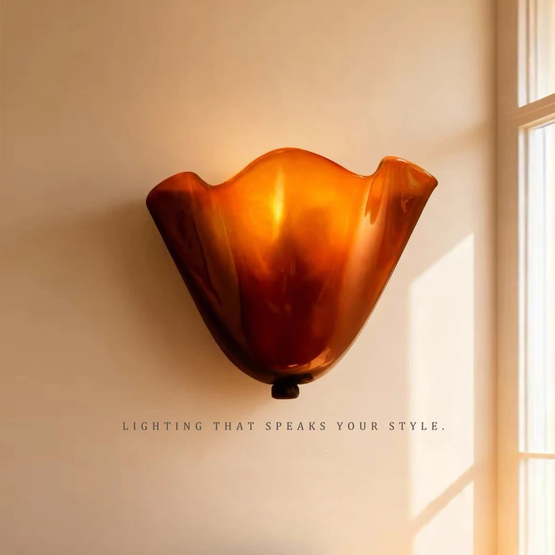 French Retro Skirt Wall Lamps Green White Pink Coffee Amber Glass Wall Light for Living Room Bedroom Corridor Entrance Aisle LED