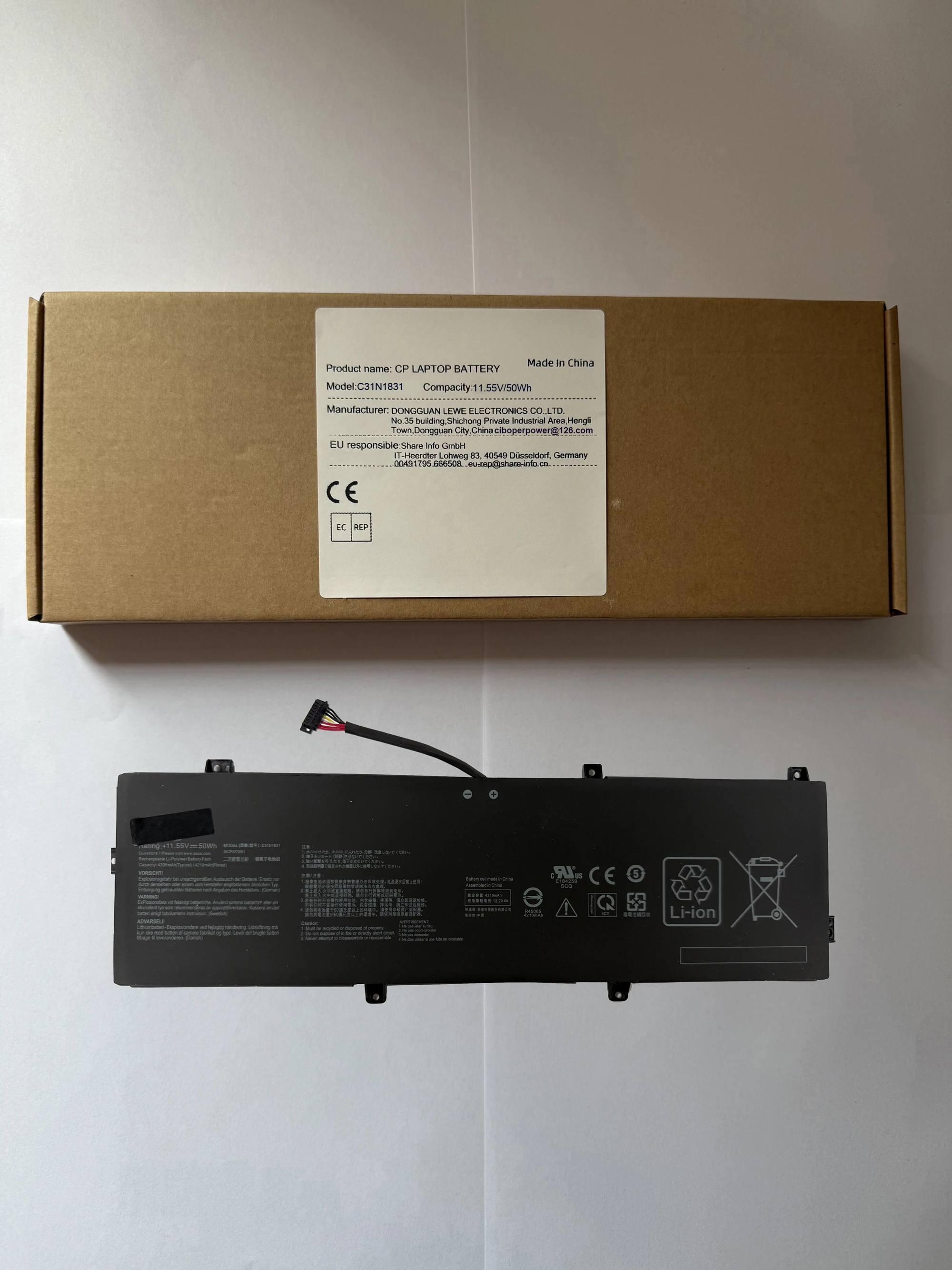 Laptop Battery C31N1831 11.55V/50Wh 0B200-03330200 For ZenBook 14 UX433FA UX433FN UX433FQ P3540FA P3548FA P574FA PE574FA PX574F