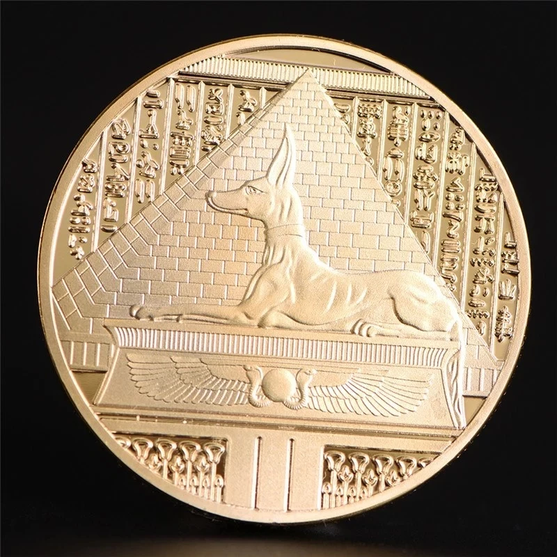 Ancient Egypt Death Protector Anubis Replica Coins Egyptian God Of Death Egyptian Pharaoh Mummy Pyramid Sphinx Decoration Gift