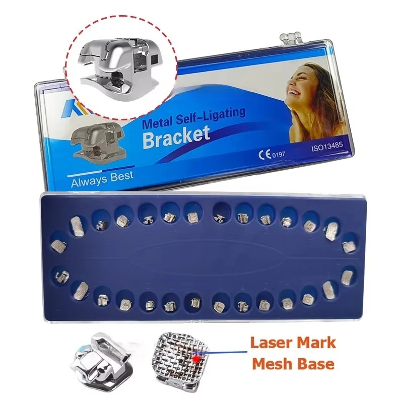 28Pcs Dental Orthodontic Metal Self-Ligating Brackets with Activity Hooks Foramen Roth MBT 022 Damon Q Style Orthodontics Braces