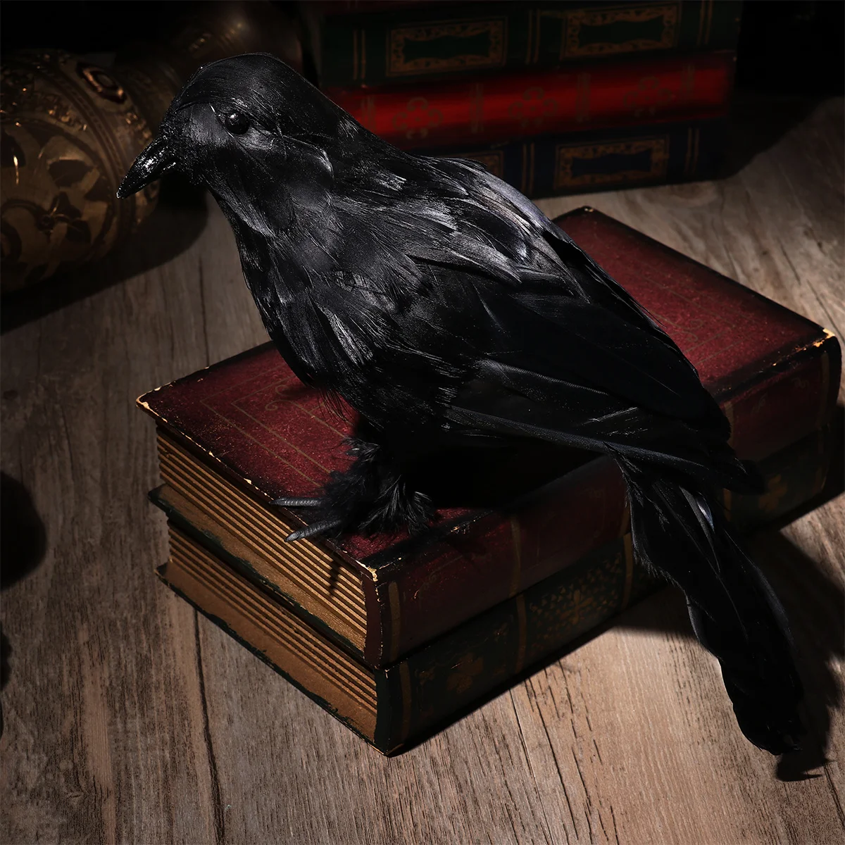 

Artificial Crow Decor Prop For Halloween Display Bendable Legs Realistic Bird Garden Sculpture Outdoor Statue