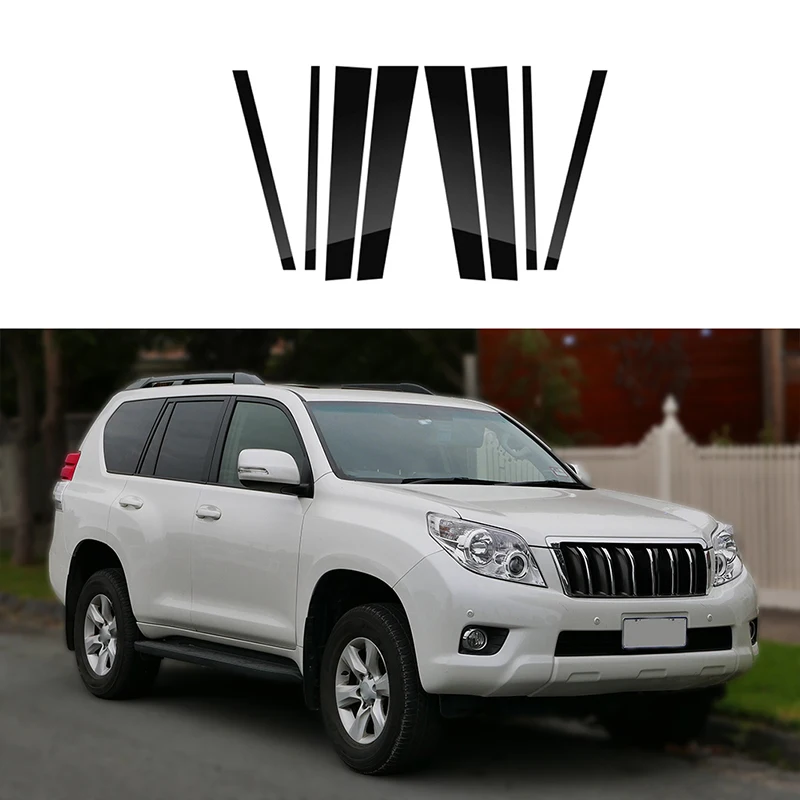 Fit Toyota Land Cruiser Prado Glossy Black Car Pillar Posts Window Door Trims Sticker Cover For Lexus GX470 LX570 GX460