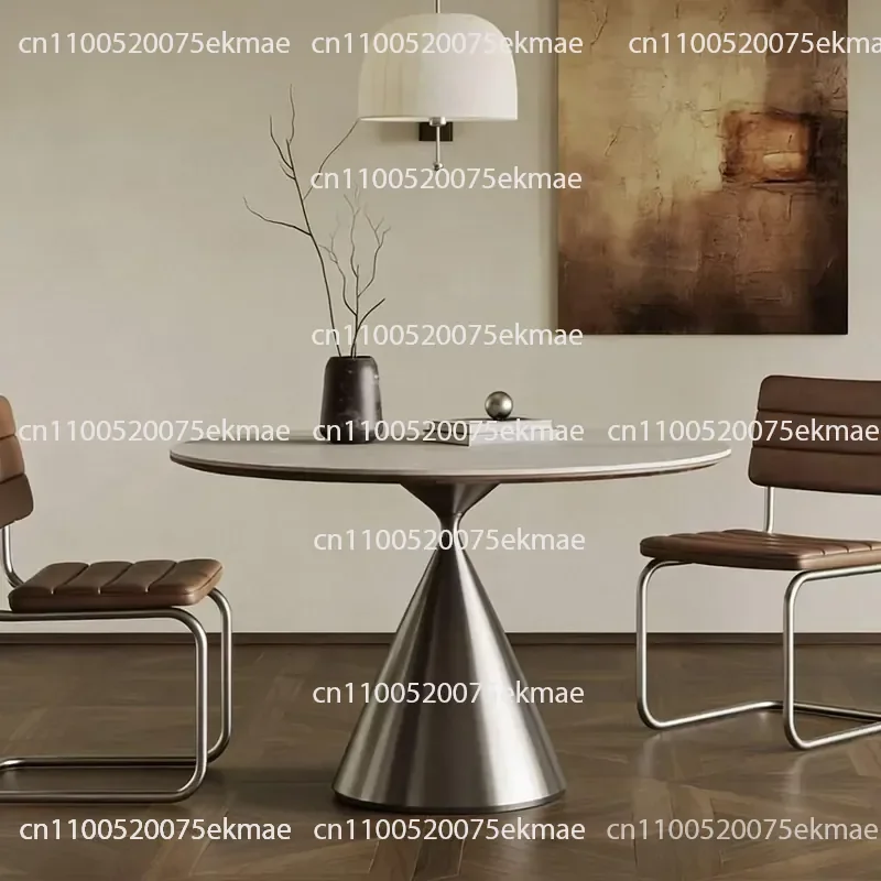 Flying Saucer Round Table Rock Slab Dining Table Household Small Apartment 1 Meter Travertine Rock Slab Round Eating Table