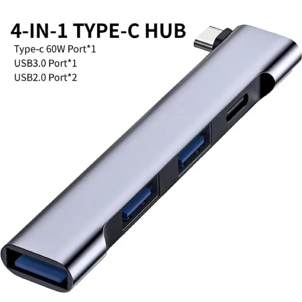 

4-в-1 USB C-концентратор PD 60 Вт Тип C 3.1 Многопортовый USB-разветвитель OTG-адаптер USB-концентратор для Xiaomi Lenovo Macbook Pro 13 15 Air Pro