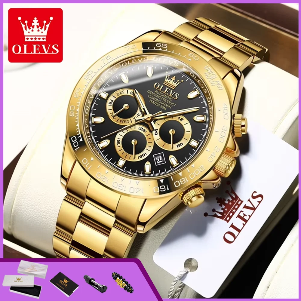 

OLEVS 6638 Топовые мужские часы класса люкс, оригинальные автоматические механические наручные часы для мужчин, хронограф, водонепроницаемые мужские часы.