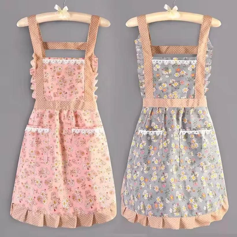 1Pc Kitchen Household Cooking Canvas Apron Women Oil-Proof Waterproof Adult Waist Fashion Coffee Shop Flower Shop Overalls Apron