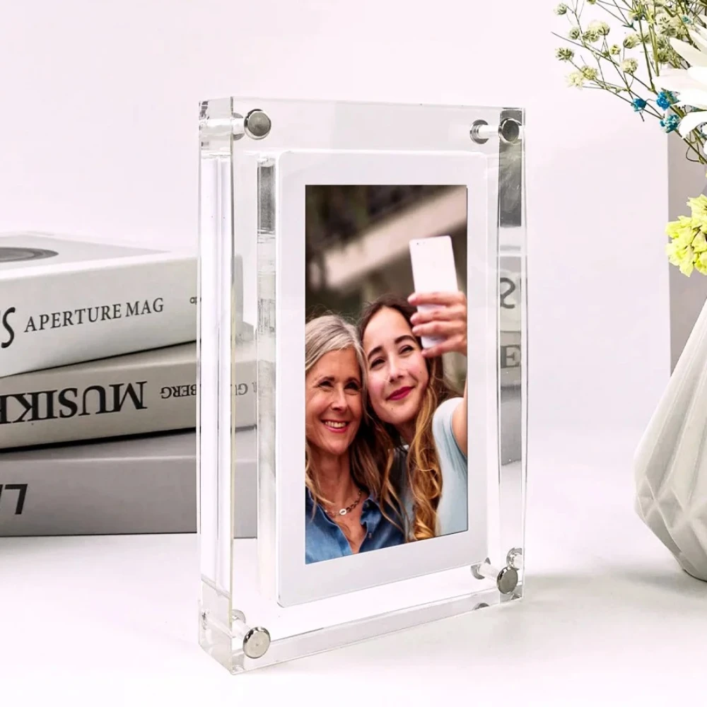 Acrylic Digital Photo Frame 5-inch 1000Mah Vertical Display Ips Screen 2GB Memory Electronic Photo Album Porta Retrato Digital